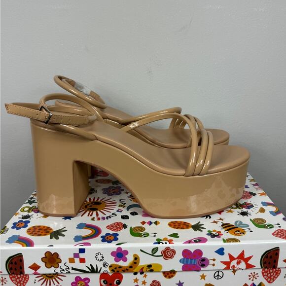 New Jeffrey Campbell Mamba Platform Sandal in Dusty Nude Patent Size 11 - Picture 5 of 9